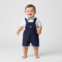 F08891INF: Baby Boys Dungaree & Bodysuit Shirt With Bow Tie Outfit (12-24 Months)